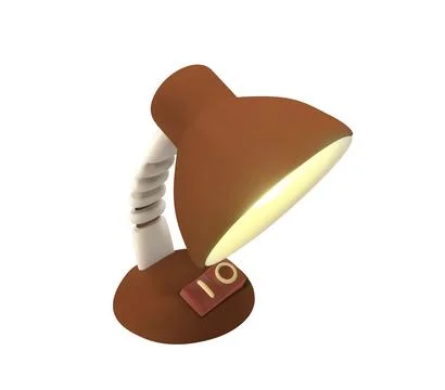 Brown Desk Lamp with Warm Light 3d icon Stock Illustration