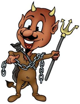 Brown Devil with trident Stock Illustration