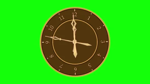 Brown dial, gold hands, Arabic numerals with moving hands on a neon green b.. Stock Footage 303591560