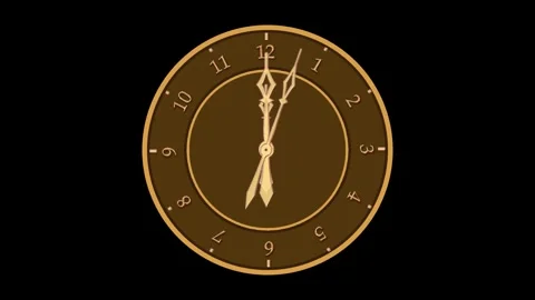 Brown dial gold hands arabic numerals with moving hands counterclockwise on.. Stock Footage 309729609