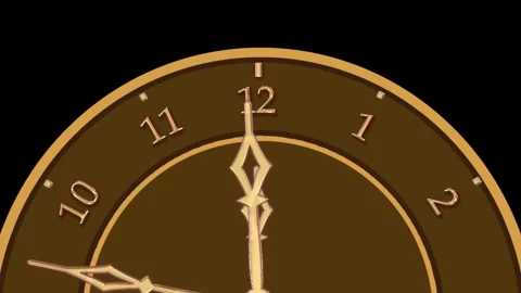 Brown dial gold hands arabic numerals with moving hands on black screen Stock Footage 316255859