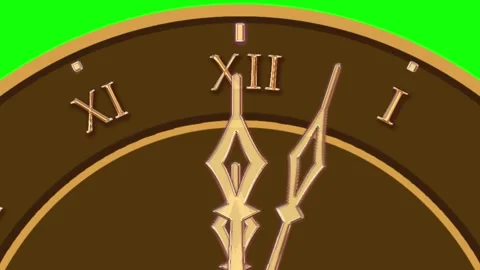 Brown dial yellow hands roman numerals with moving hands counterclockwise o.. Stock Footage 338301535