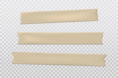 Brown different size adhesive, sticky, masking, duct tape, paper pieces are on Stock Illustration