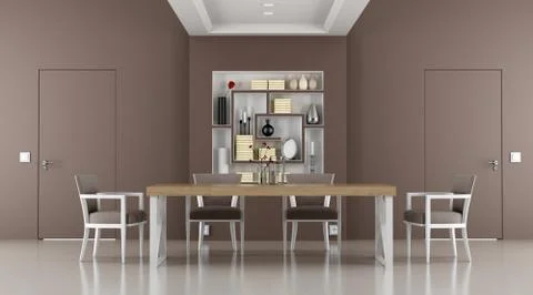 Brown dining room Stock Illustration