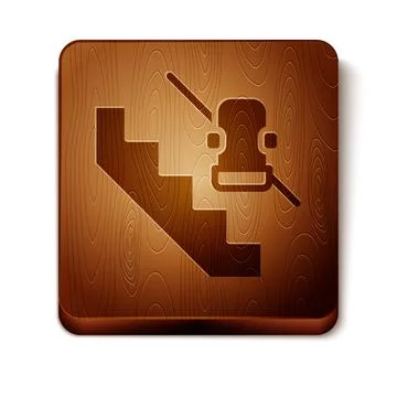 Brown Disabled access elevator lift escalator icon isolated on white background Stock Illustration