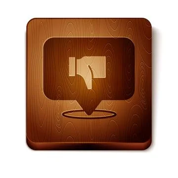 Brown Dislike in speech bubble icon isolated on white background. Wooden squa Stock Illustration