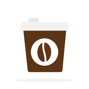 Brown disposable coffee cup vector flat isolated Stock Illustration