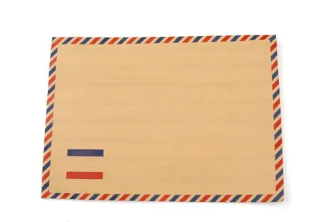 Brown document postcard envelope on isolated white background. Stock Photos