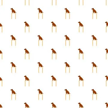 Brown dog sitting on stool seamless pattern Stock Illustration
