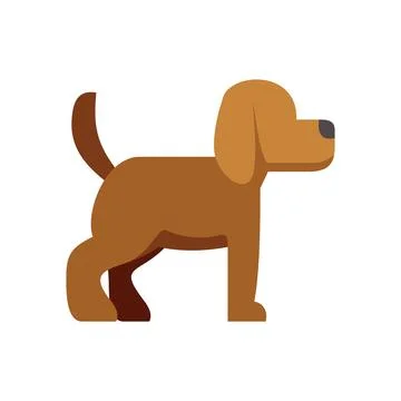 Brown dog standing, wagging its tail in flat design style Ilustração Stock