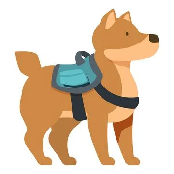 Brown dog wearing backpack standing and looking away Stock Illustration