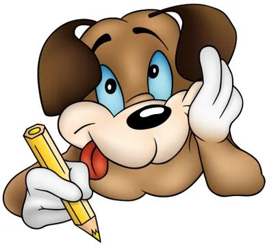 Brown Dog Writing Stock Illustration