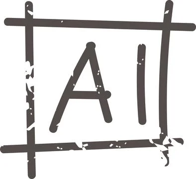 Brown doodle ai button icon elements. Ai interface illustration Stock Illustration