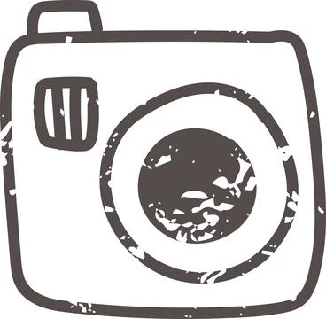 Brown doodle camera button icon elements. Ai interface illustration Stock Illustration