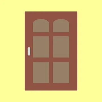 Brown door simple flat vector illustration Stock Illustration