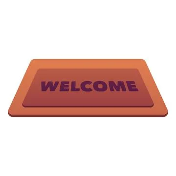 Brown doormat, rectangular, with the inscription "Welcome." 库存插图