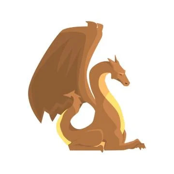 Brown dragon guard, mythical and fantastic animal vector Illustration Stock Illustration