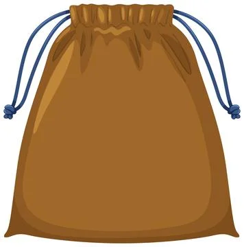 Brown Drawstring Pouch with Blue Cord Vector Illustration Illustrazione stock