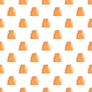 Brown drawstring pouch pattern on white background 스톡 일러스트