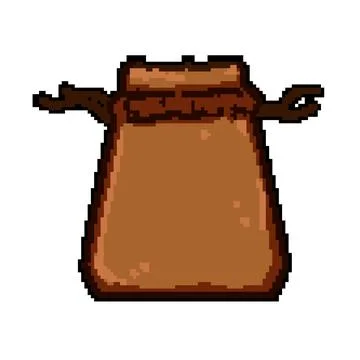 Brown drawstring sack holding small items Stock Illustration