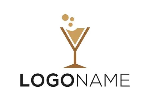 Brown Drink Cocktail Bubble Circle Logo Design	 Stock Illustration