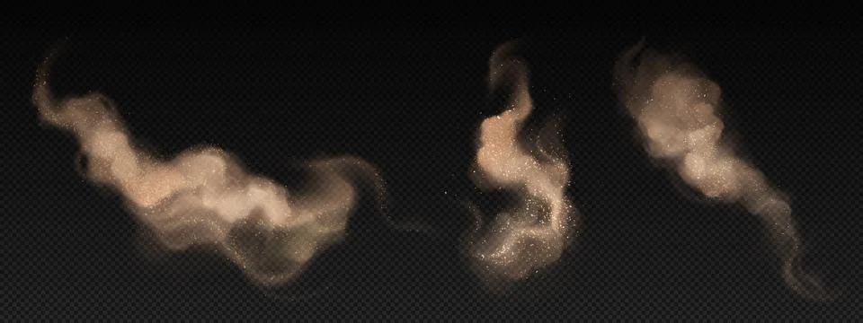 Brown dust clouds set on transparent background 스톡 일러스트