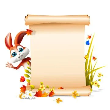 Brown Easter bunny with sign Illustrazione stock