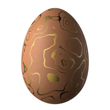 Brown Easter egg. Easter egg in brown color with an abstract golden pattern o Stock Illustration
