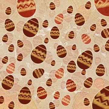 Brown easter eggs in beige old paper background Stock Illustration
