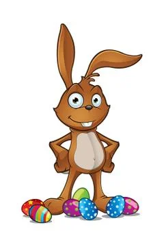 Brown Easter Rabbit Character Stock Illustration