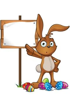 Brown Easter Rabbit Character Stock Illustration