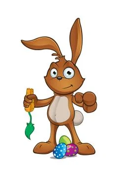 Brown Easter Rabbit Character Stock Illustration