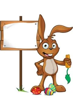 Brown Easter Rabbit Character Stock Illustration