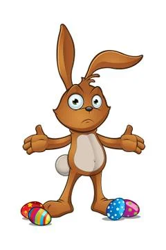 Brown Easter Rabbit Character Stock Illustration
