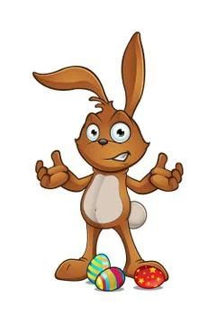 Brown Easter Rabbit Character Stock Illustration