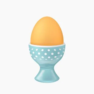 Brown egg in blue eggcup on white Stock Illustration