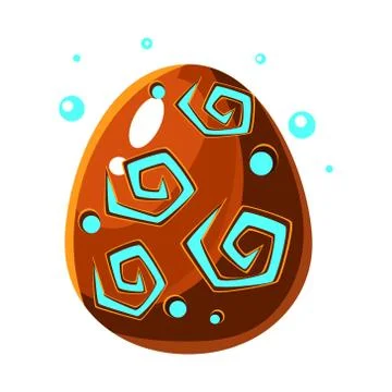Brown Egg With Spiral Pattern, Fantastic Natural Element Egg-Shaped Bright Color Stock Illustration