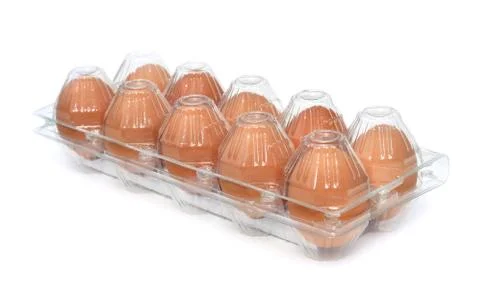 Brown Eggs in Box Foto stock