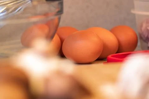 Brown Eggs On Counter Stock Photos