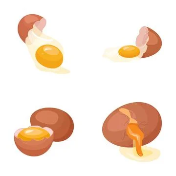 Brown eggs cracking yolk and white liquid Stock Illustration