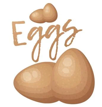 Brown eggs icon isolated on white background. Fresh chicken eggs cartoon vector Illustrazione stock