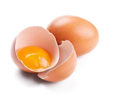 Brown eggs isolated on white Stock Photos
