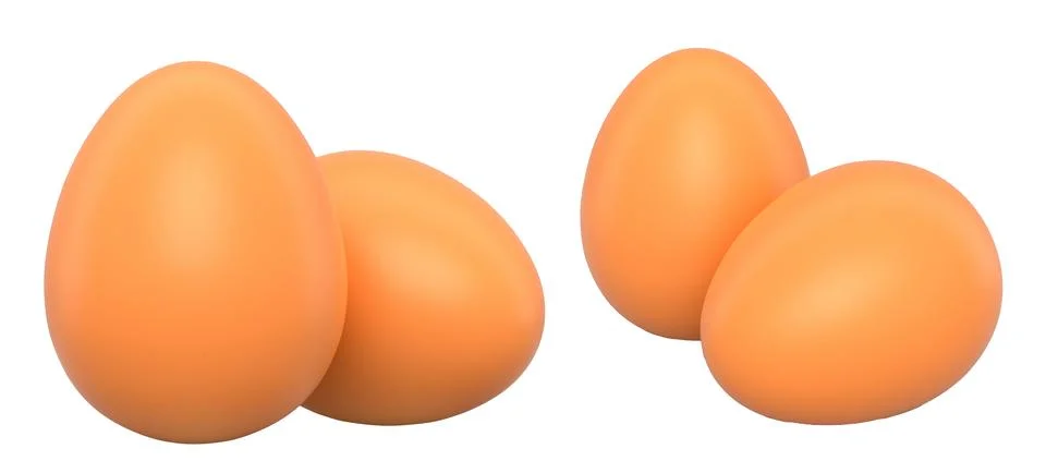 Brown eggs placed side by side isolated on white transparent background. Stock Illustration