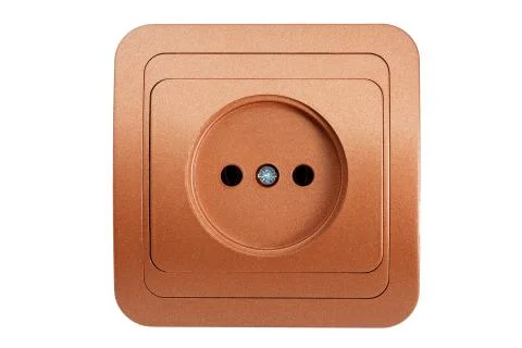 Brown electric socket isolated on a white background Stock Photos