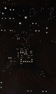 Brown electronic board with trace elements. Radio elements on the board. 스톡 사진