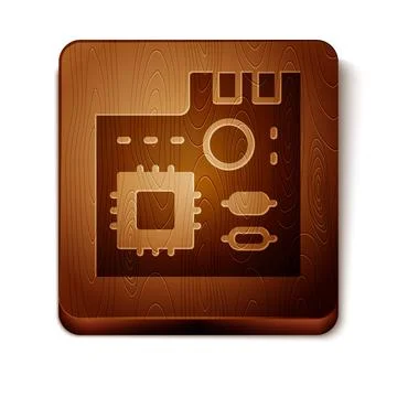 Brown Electronic computer components motherboard digital chip integrated science Stock Illustration