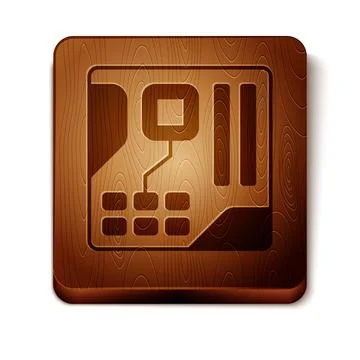 Brown Electronic computer components motherboard digital chip integrated sc.. Illustrazione stock