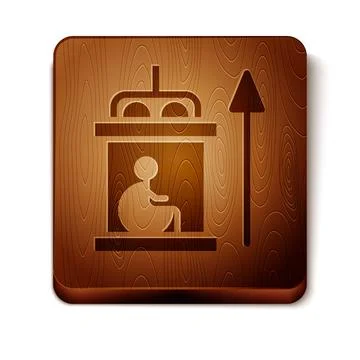 Brown Elevator for disabled icon isolated on white background. Wooden square Stock Illustration