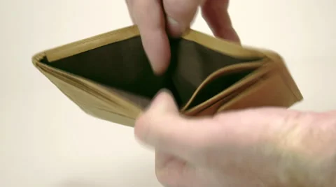 A brown empty wallet with mans hand Stock Footage 46429091