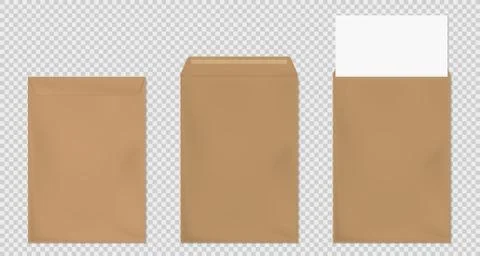 Brown envelope A4 template, blank paper covers set イラスト素材